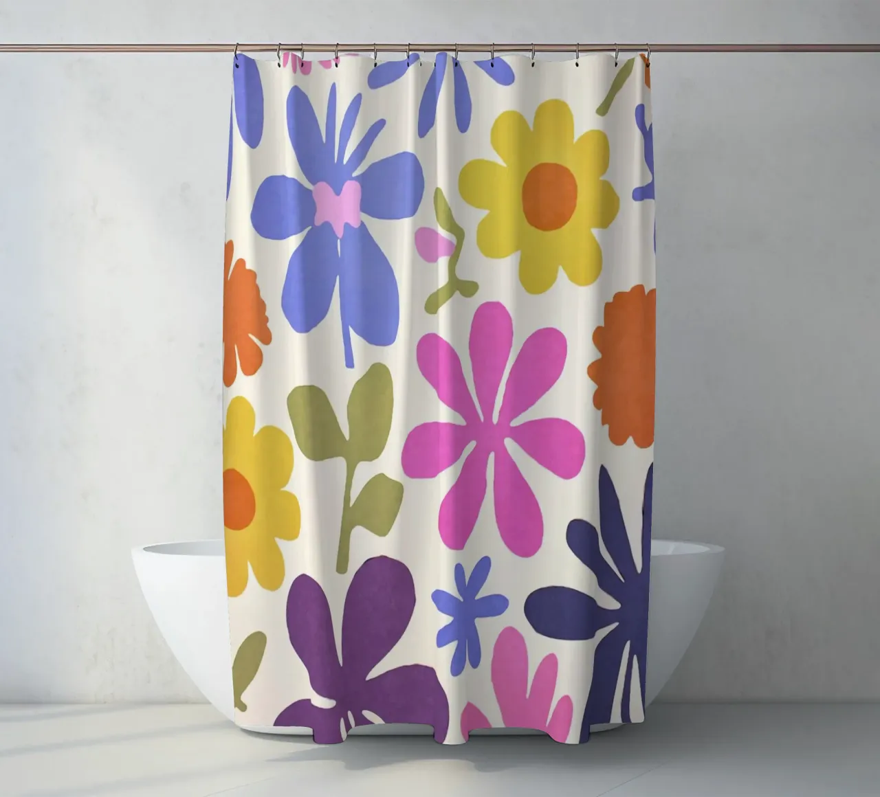 Giardino fiorito groovy ispirato a Matisse tenda da doccia da Andrea Haase Modern Home