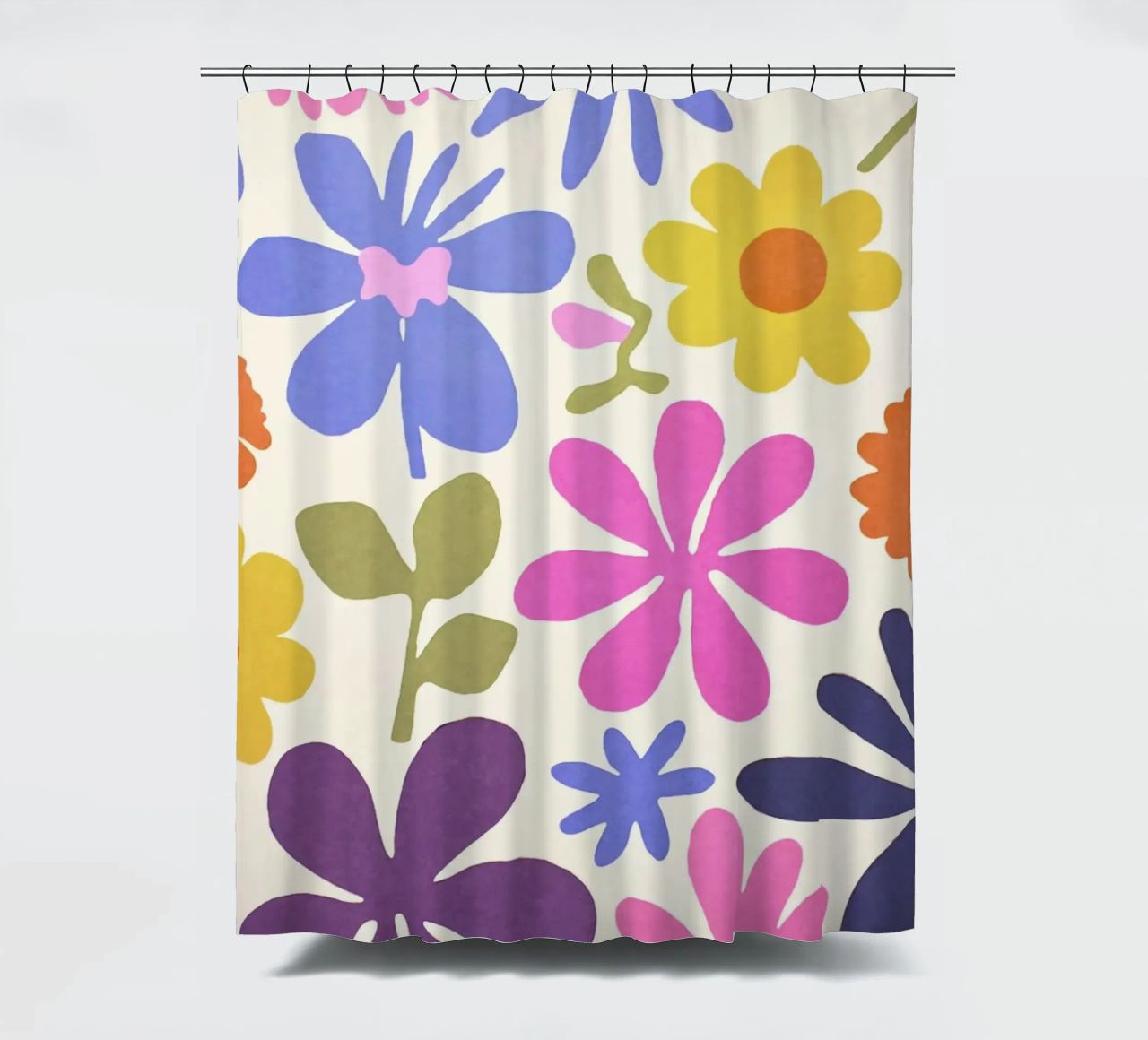 Jardín de flores inspirado en Matisse cortina de baño de Andrea Haase Modern Home