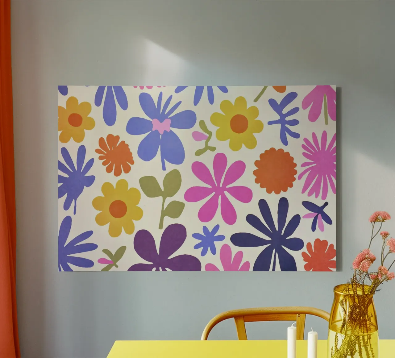 Giardino fiorito groovy ispirato a Matisse tela con Cornice a cassetta da Andrea Haase Modern Home