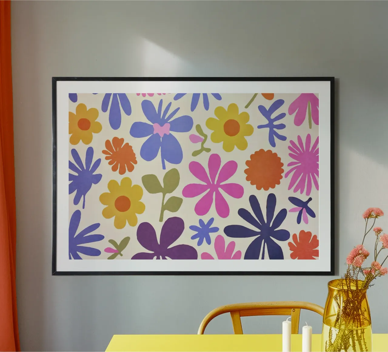 Giardino fiorito groovy ispirato a Matisse carta hahnemühle da Andrea Haase Modern Home