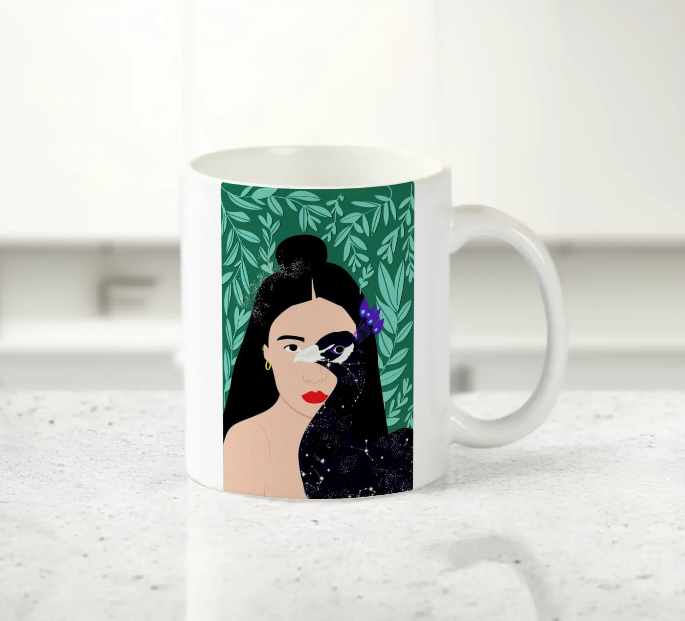 Peacock ceramic mug by Céleste Wallaert