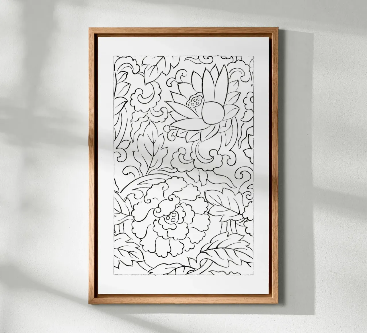 Flowers pattern canvas with Floater frame by Second Canvas