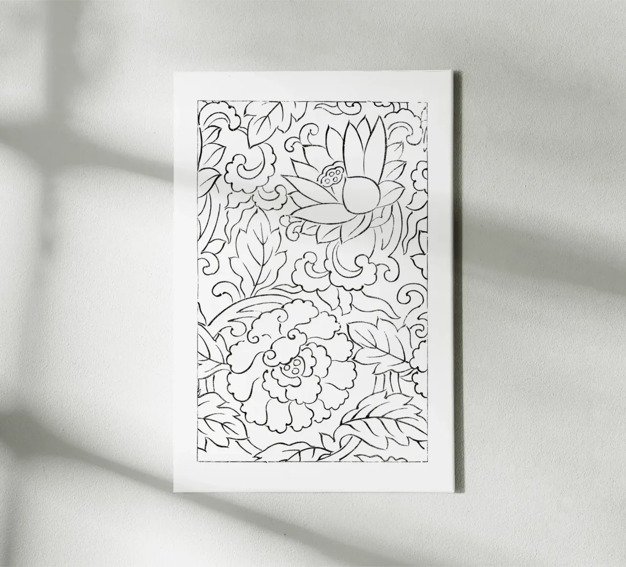 Flowers pattern canvas with Floater frame by Second Canvas