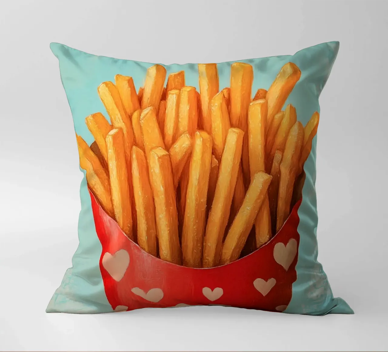 Frites Amour avec cœur coussin de Carinaprint