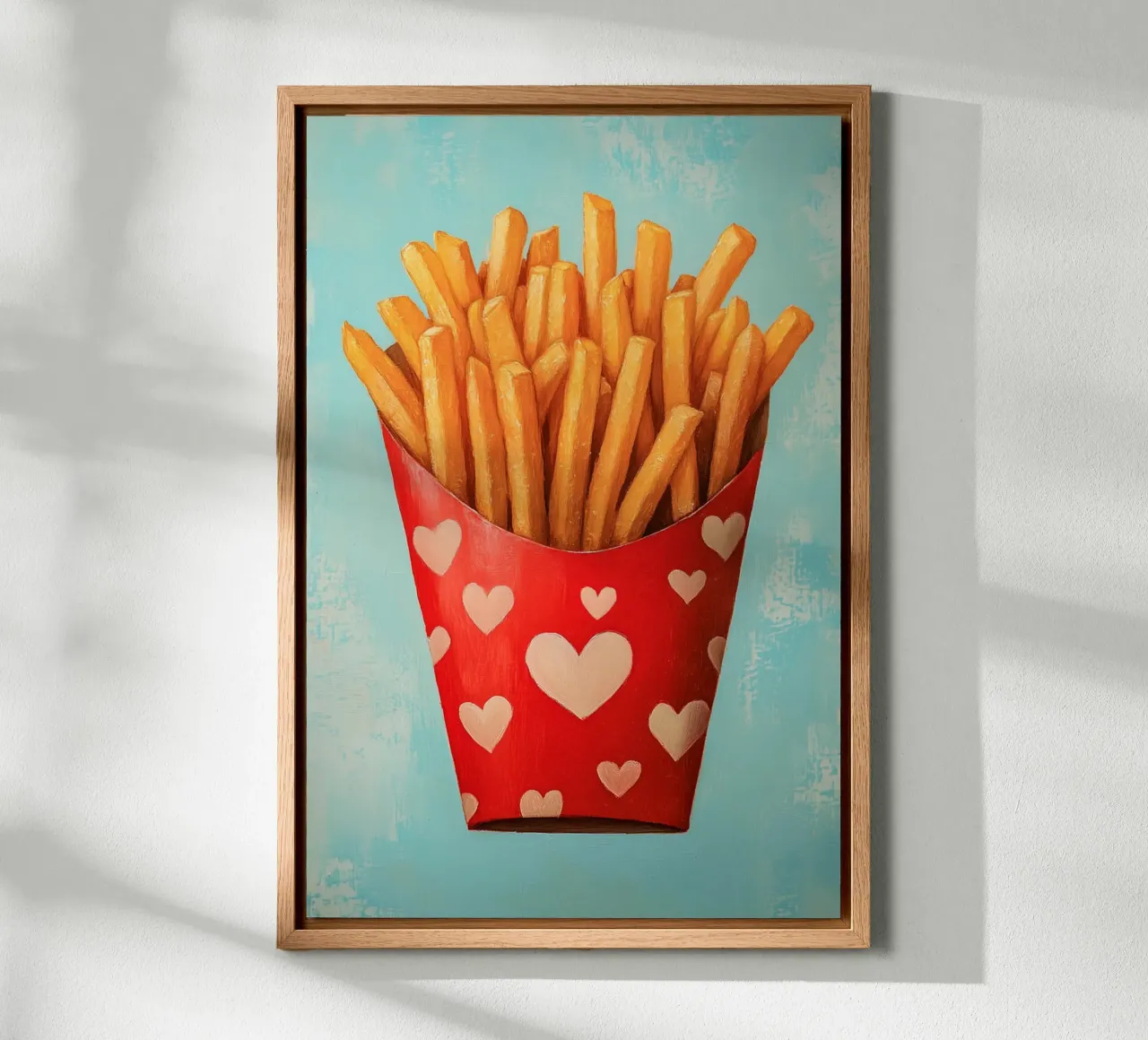 Patatine fritte amore con cuore tela con Cornice a cassetta da Carinaprint