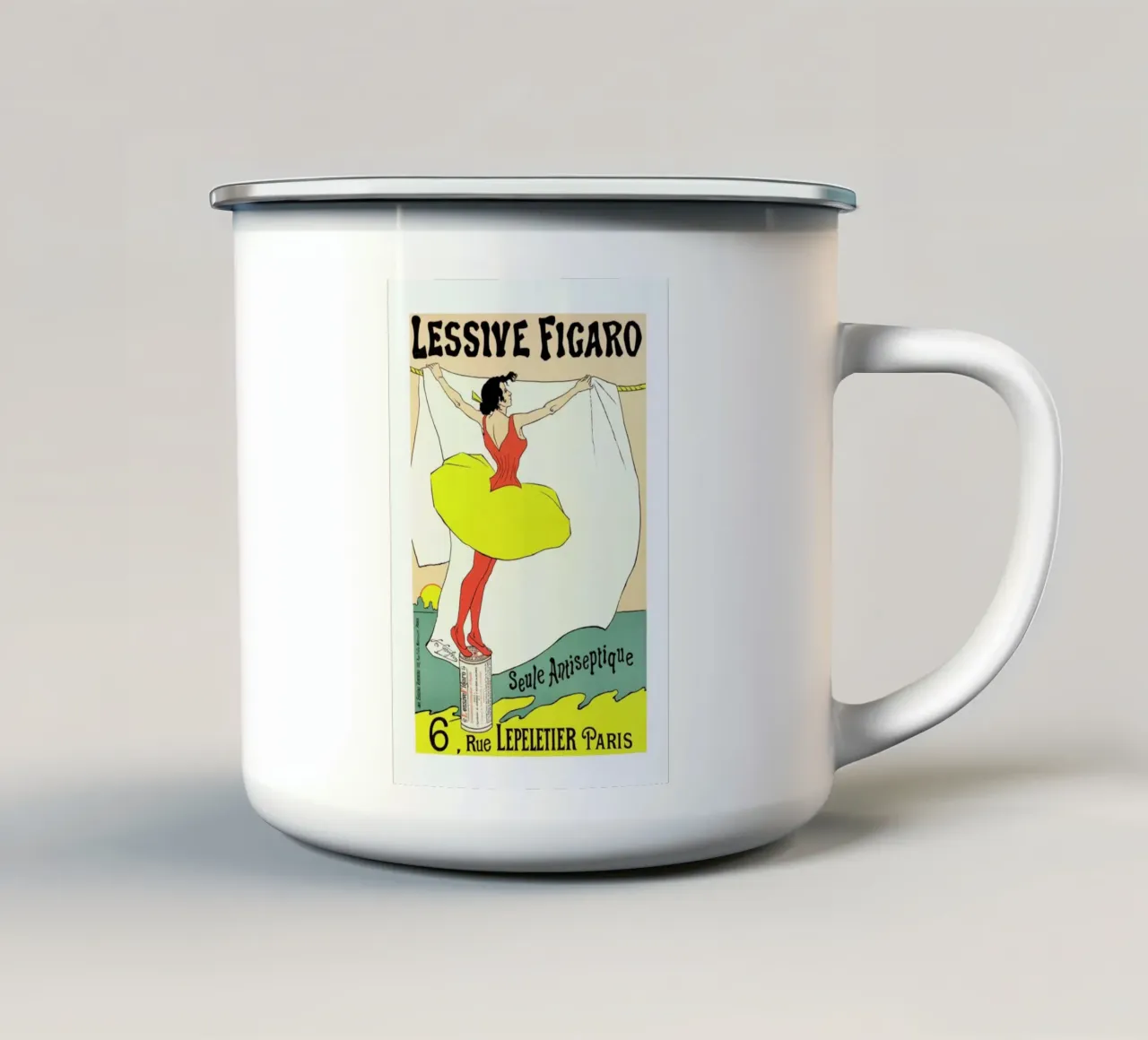 Poster for Lessive Figaro - Léo Gausson enamel mug by Artokoloro Quint Lox Ltd