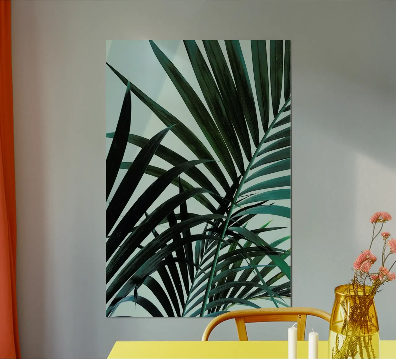 Palm Leaves poster con telaio in alluminio da Sebastian Hilgetag