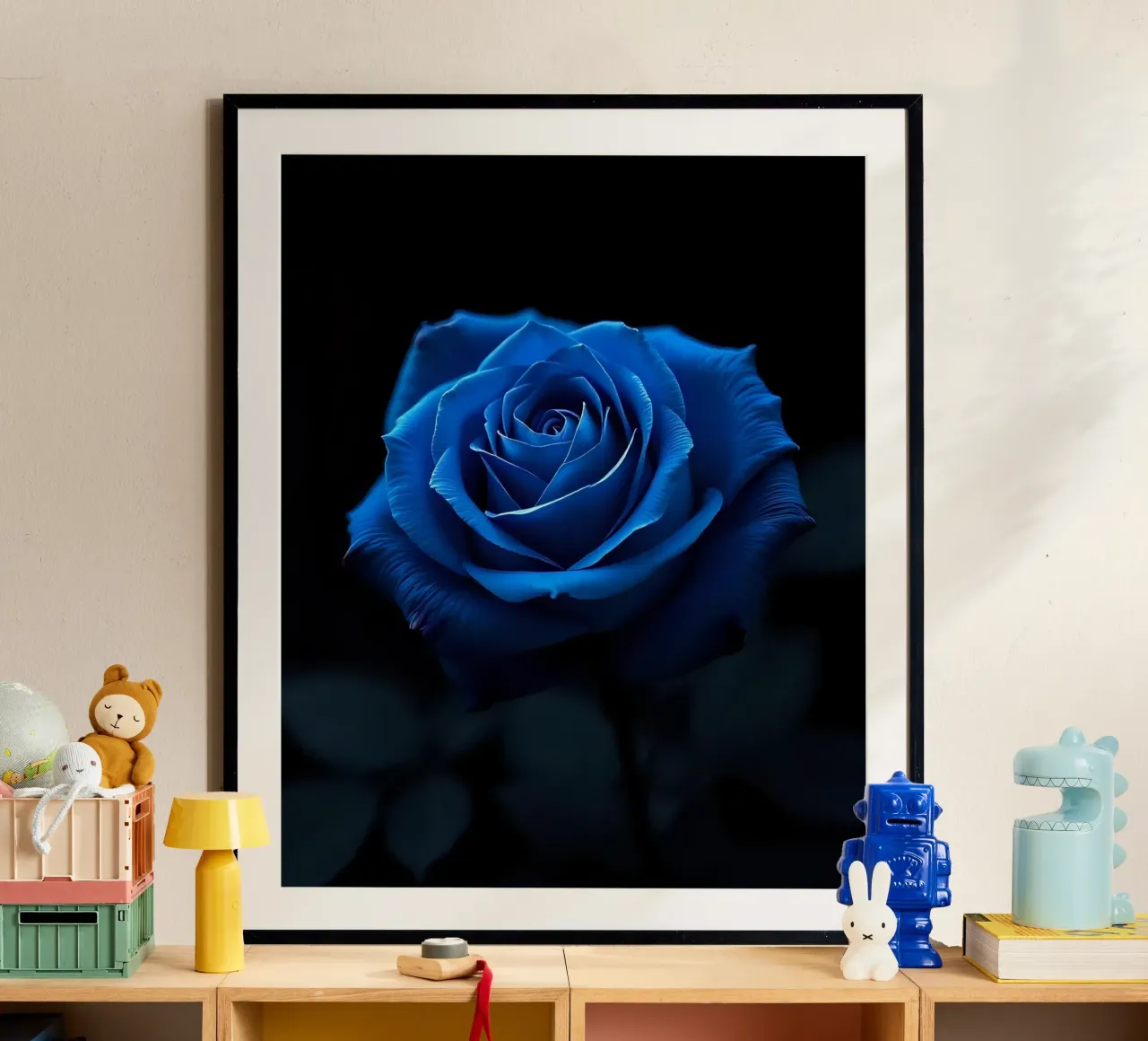 Rosa_blu_05 poster con telaio in legno da Farb- und Blütenzauber by LK