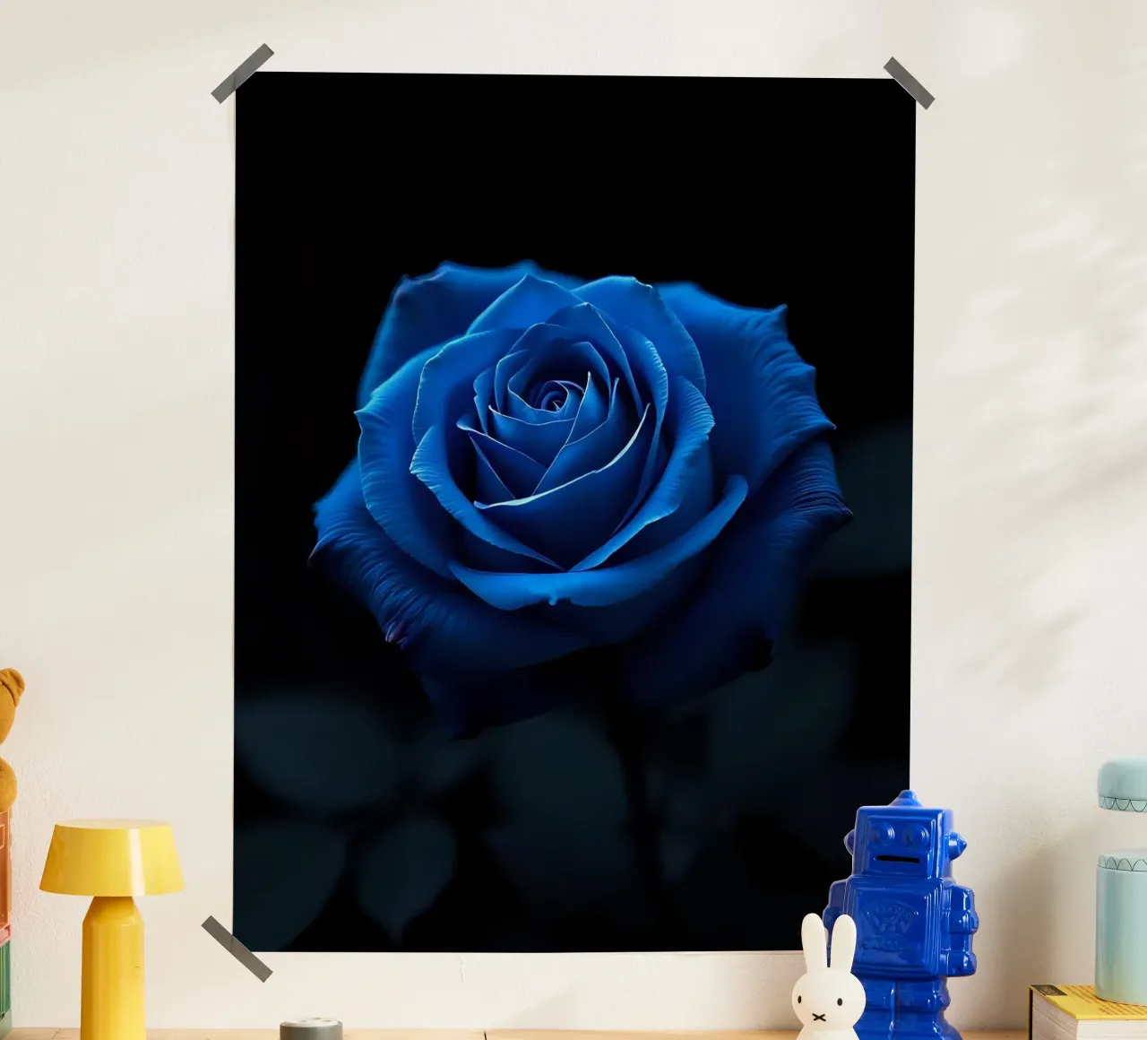 Rosa_blu_05 poster con telaio in legno da Farb- und Blütenzauber by LK
