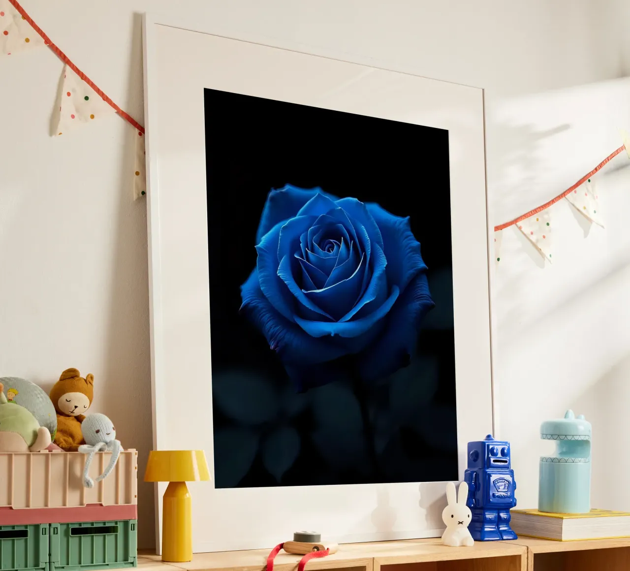 Rosa_blu_05 poster con telaio in legno da Farb- und Blütenzauber by LK