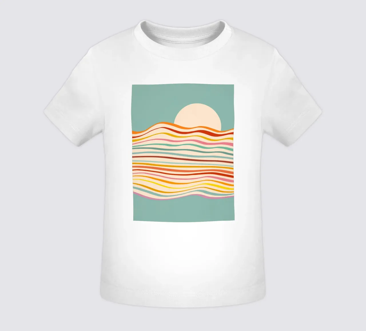 Multi-colour Sea of Change • Retro Sunset for Pride baby t-shirt by Dominique Vari Abstract