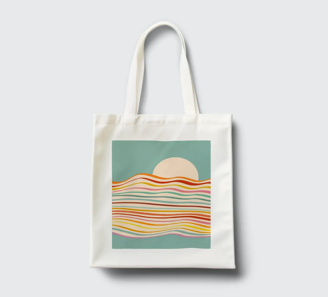Multi-colour Sea of Change • Retro Sunset for Pride tote bag by Dominique Vari Abstract