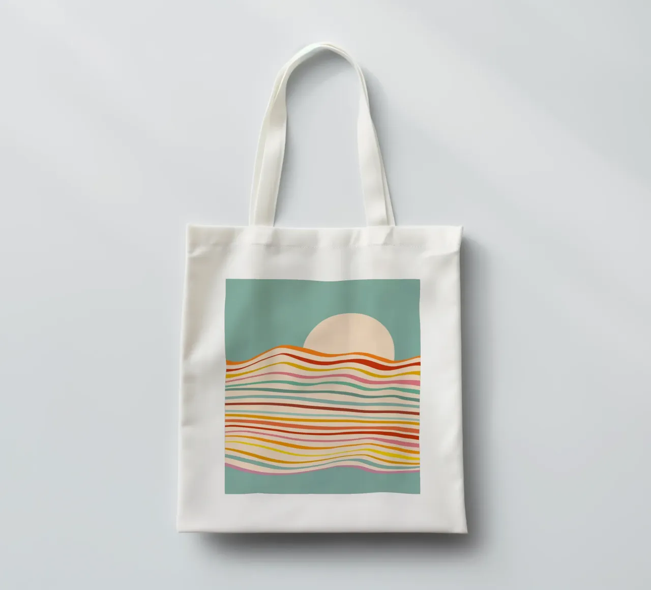 Multi-colour Sea of Change • Retro Sunset for Pride tote bag by Dominique Vari Abstract