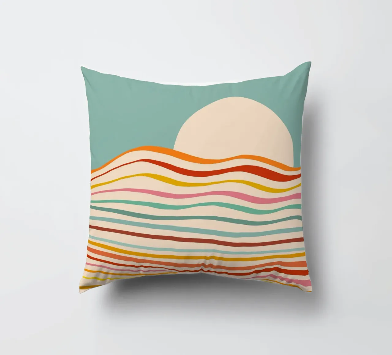 Mare del cambiamento multicolore - Tramonto retrò per il Pride cuscino da Dominique Vari Abstract