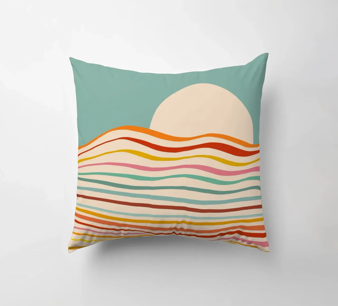 Mare del cambiamento multicolore - Tramonto retrò per il Pride cuscino da Dominique Vari Abstract