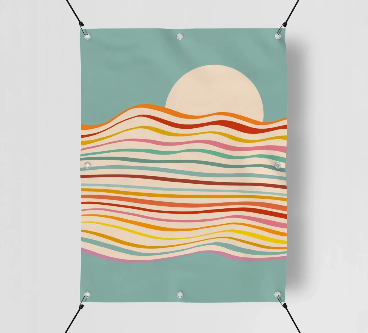 Mare del cambiamento multicolore - Tramonto retrò per il Pride telo in pvc da Dominique Vari Abstract