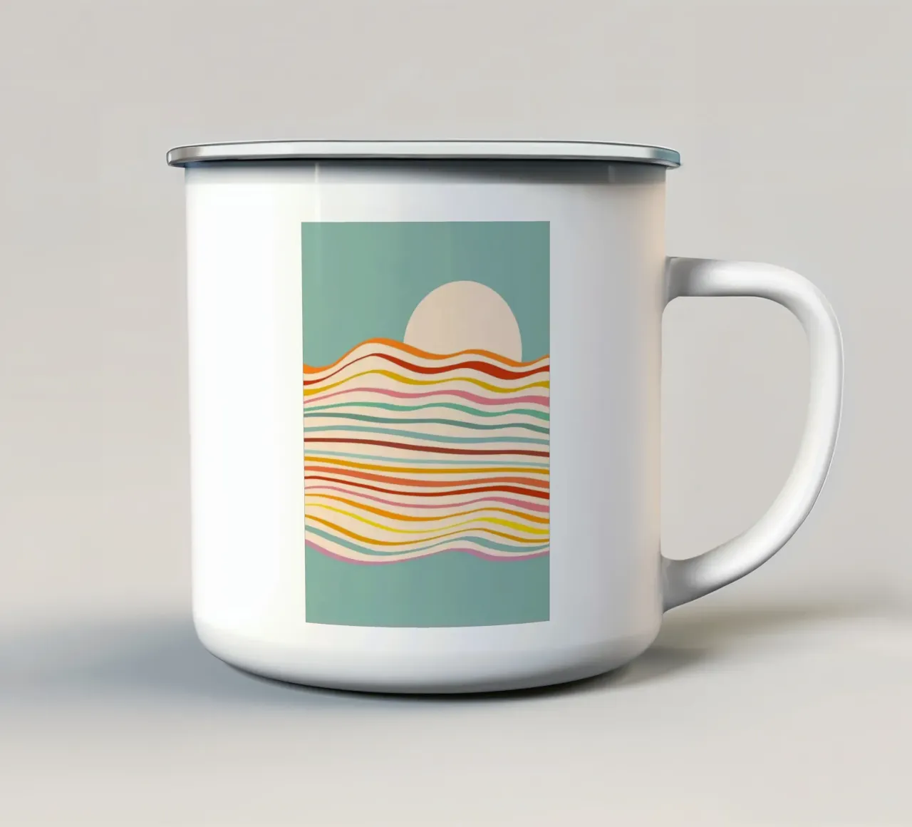 Mare del cambiamento multicolore - Tramonto retrò per il Pride tazza in smalto da Dominique Vari Abstract