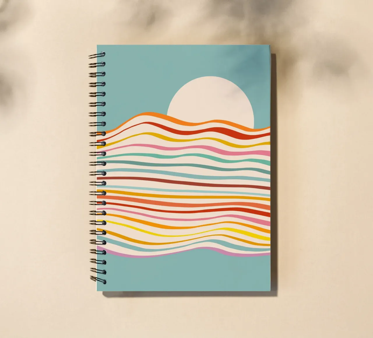 Multi-colour Sea of Change • Retro Sunset for Pride spiral notebook by Dominique Vari Abstract