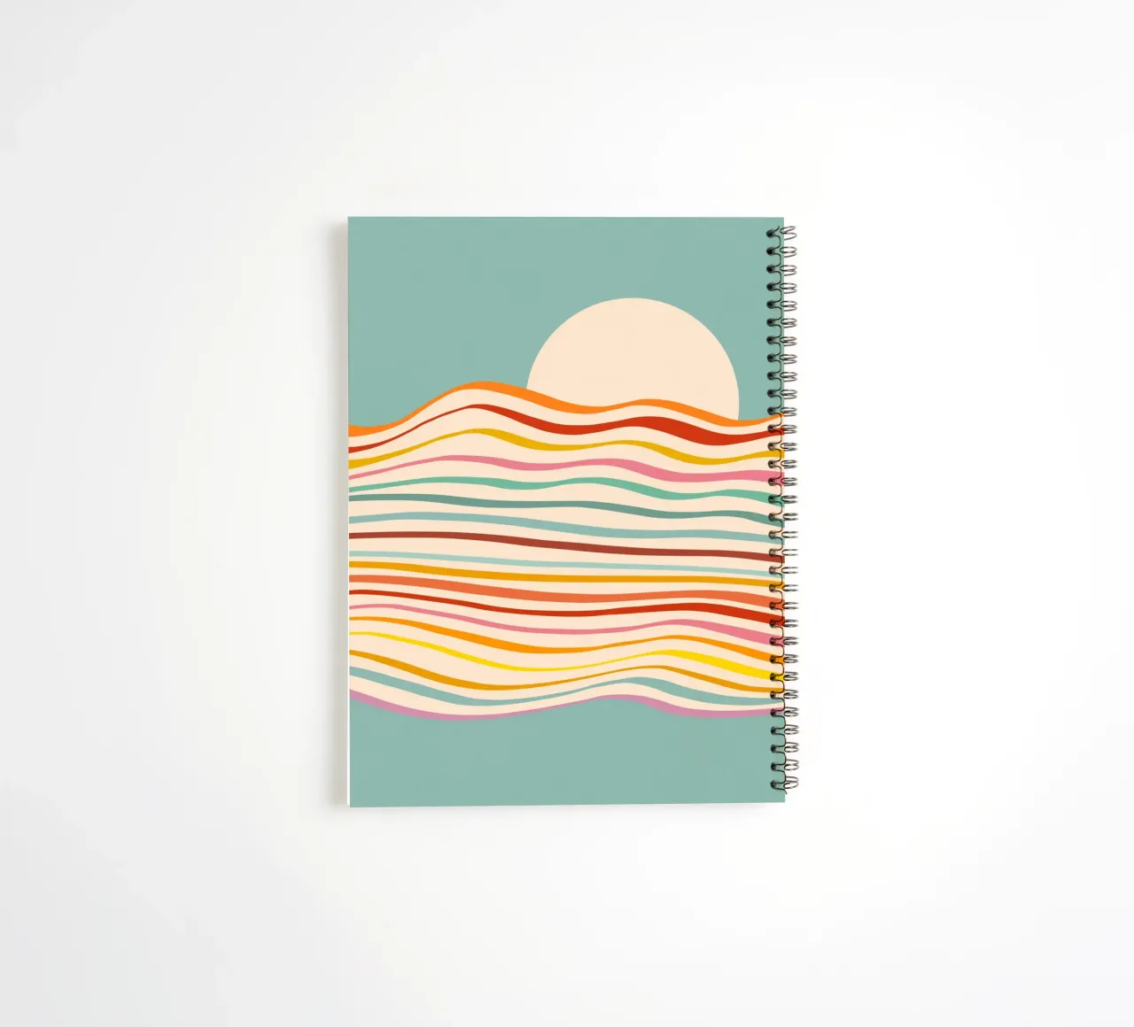 Multi-colour Sea of Change • Retro Sunset for Pride spiral notebook by Dominique Vari Abstract
