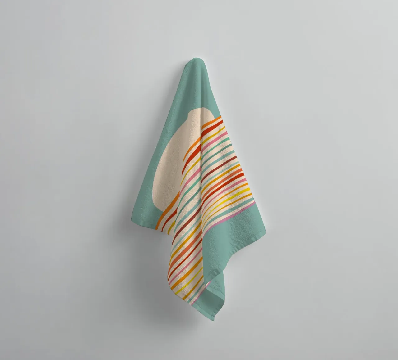 Multi-colour Sea of Change • Retro Sunset for Pride towel by Dominique Vari Abstract