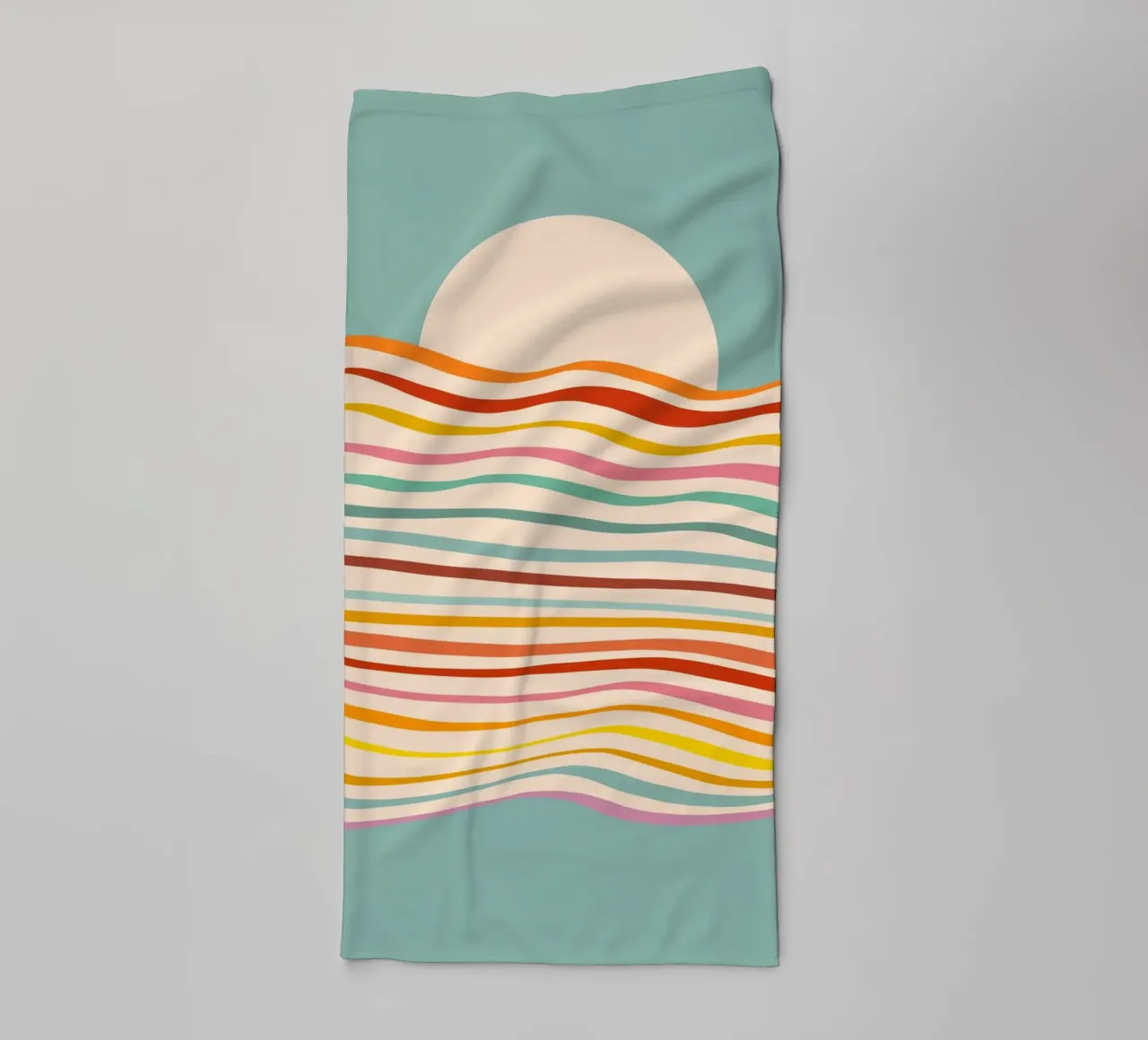 Multi-colour Sea of Change • Retro Sunset for Pride towel by Dominique Vari Abstract