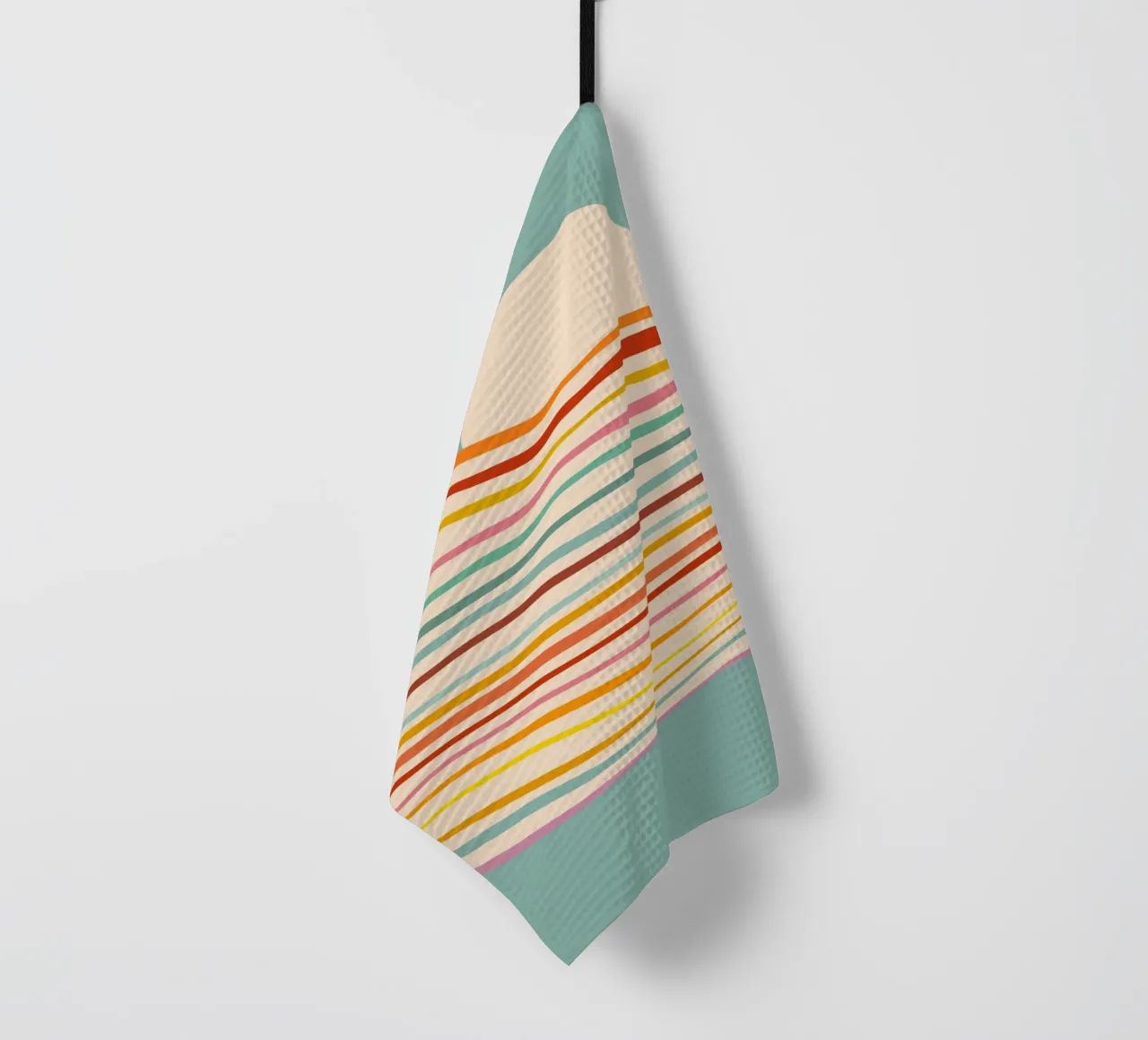Multi-colour Sea of Change • Retro Sunset for Pride tea towel by Dominique Vari Abstract