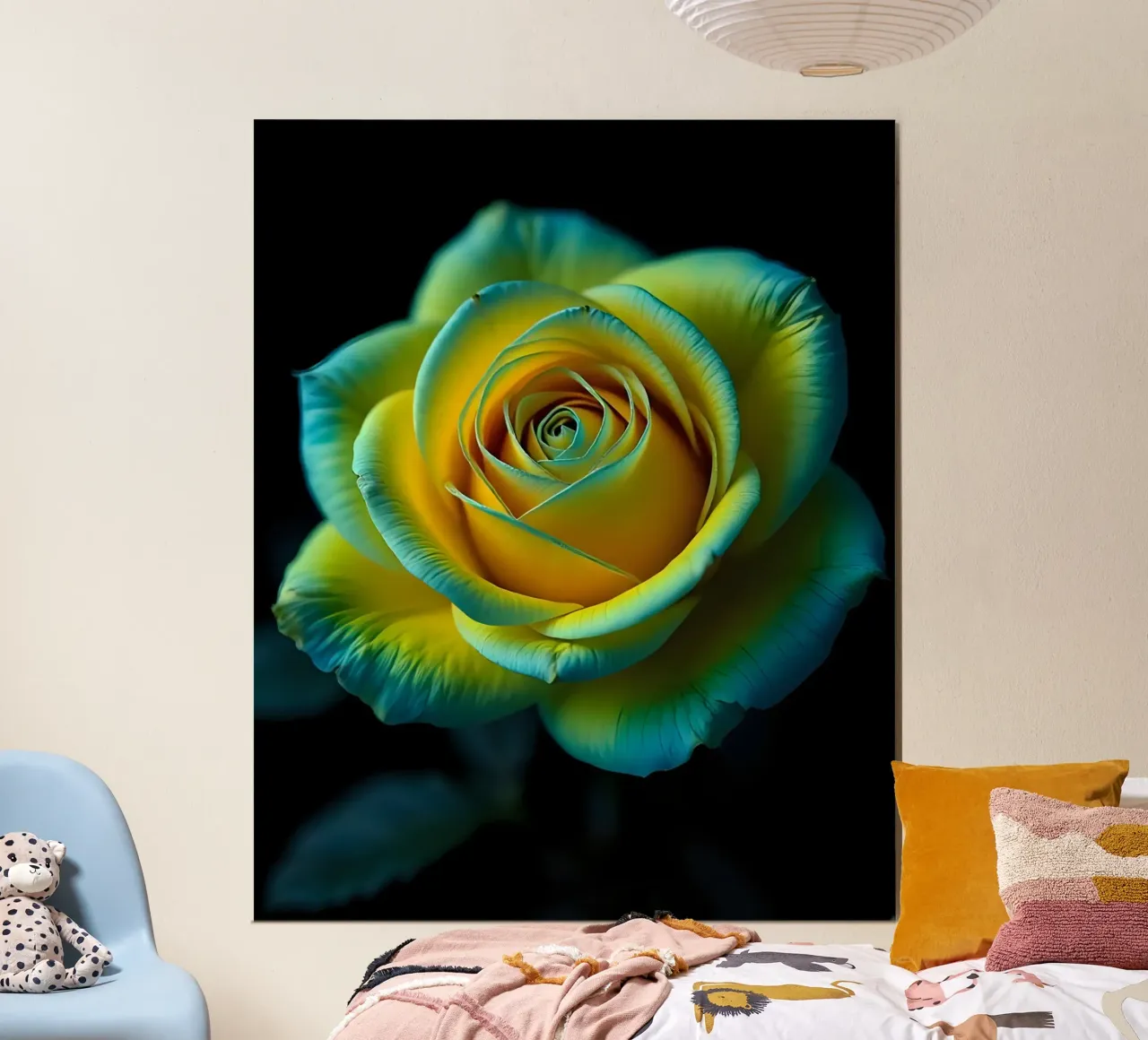 Rosa_giallo_blu_04 poster con telaio in plastica da Farb- und Blütenzauber by LK