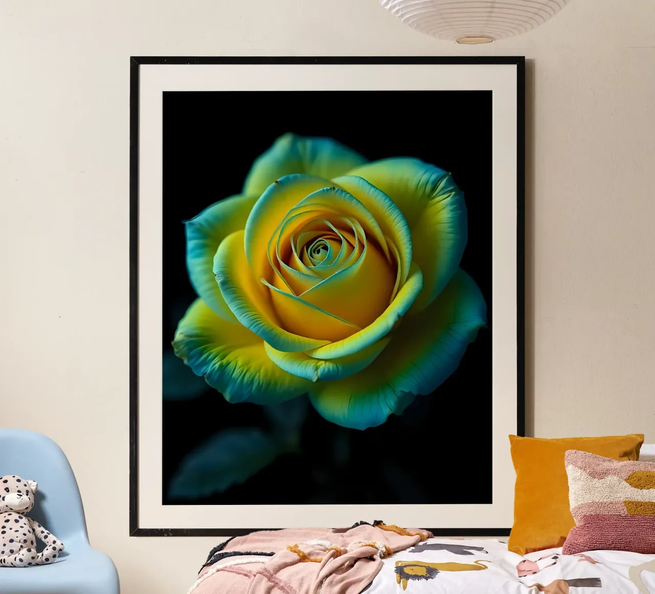 Rosa_giallo_blu_04 poster con telaio in plastica da Farb- und Blütenzauber by LK