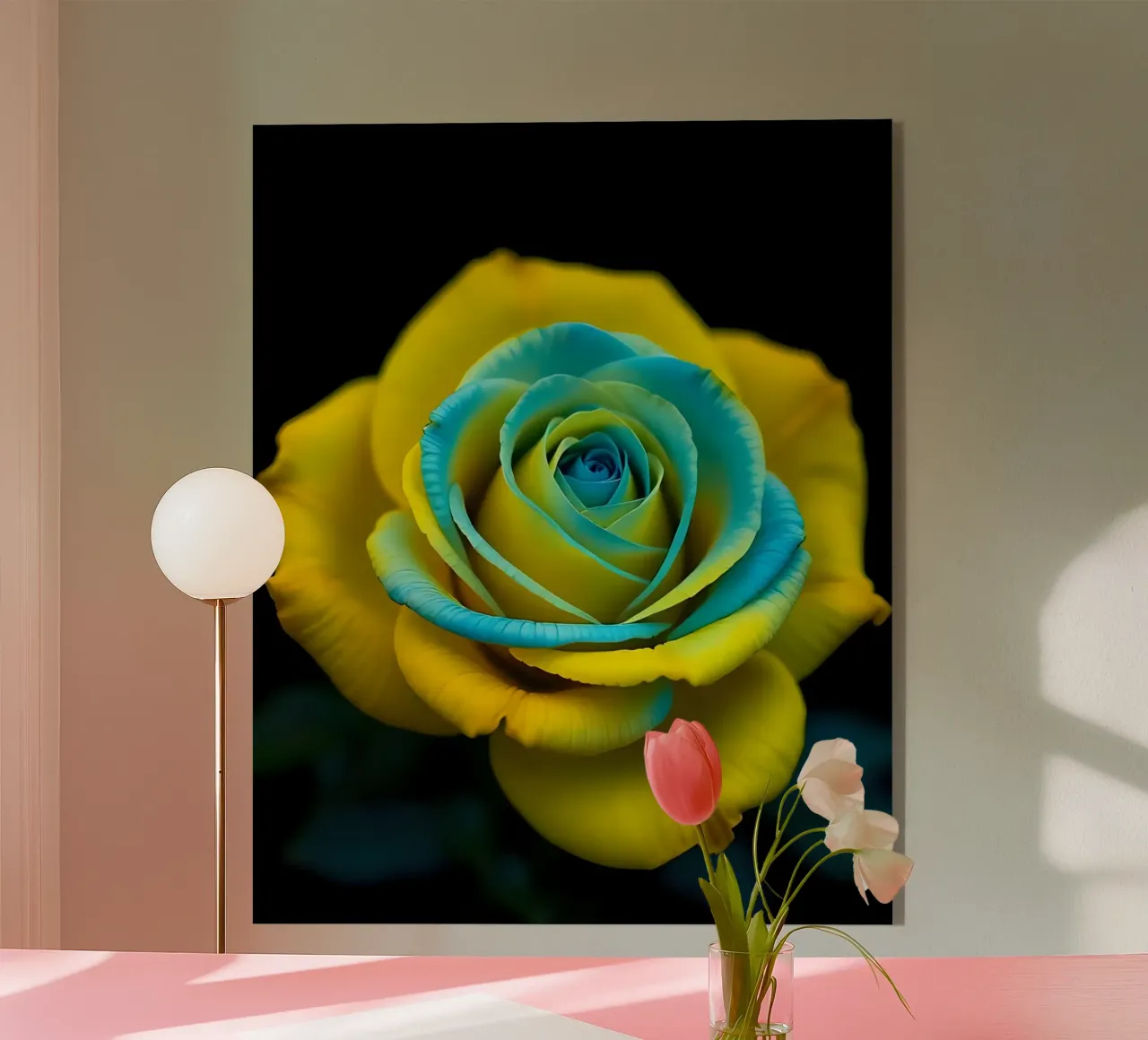 Rose_jaune_bleu_05 plexiglas de Farb- und Blütenzauber by LK