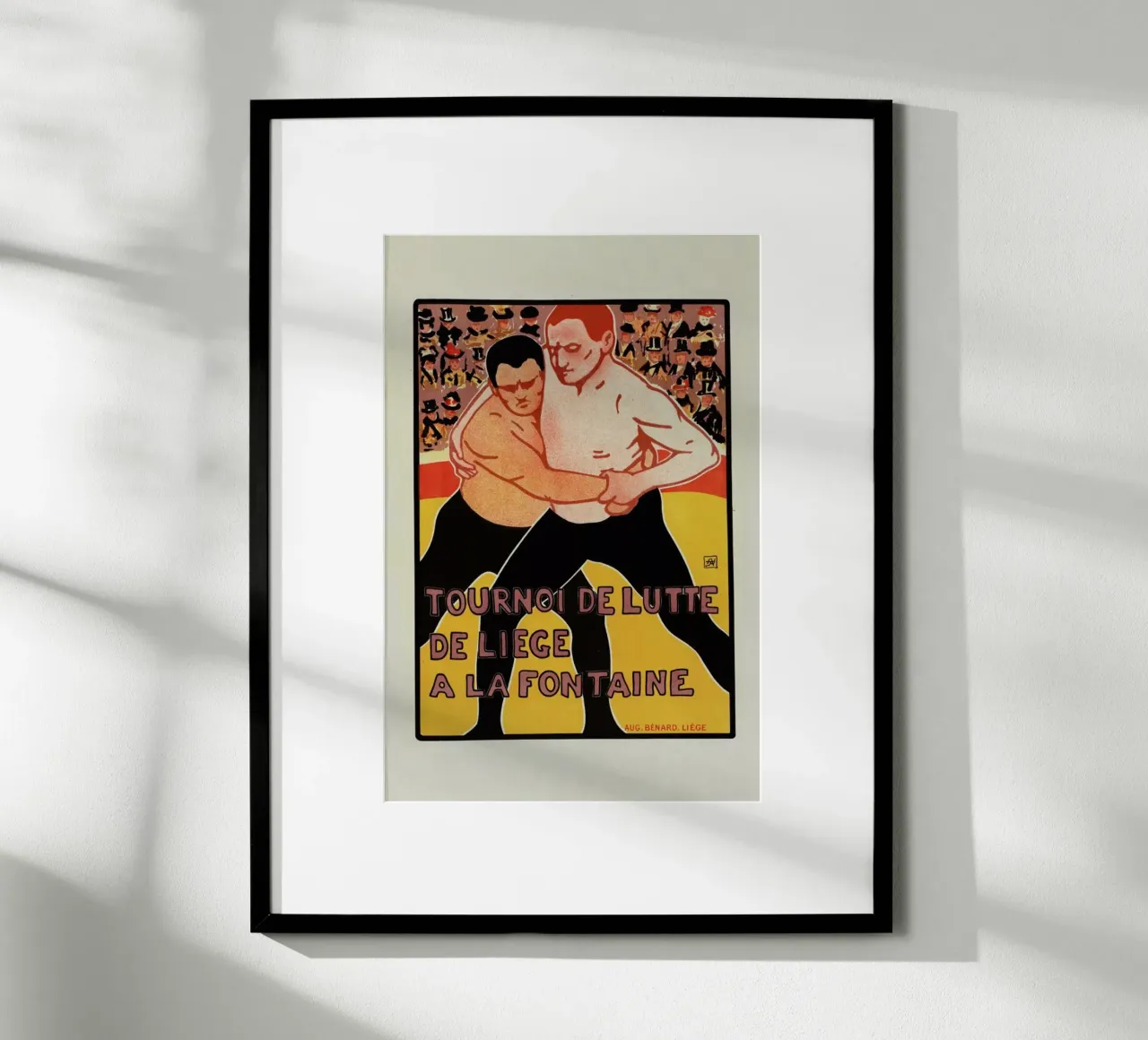 Belgium poster for Tournoi de Lutte, de Liege a la Fontaine - Armand Rassenfosse poster con telaio in alluminio da Artokoloro Quint Lox Ltd