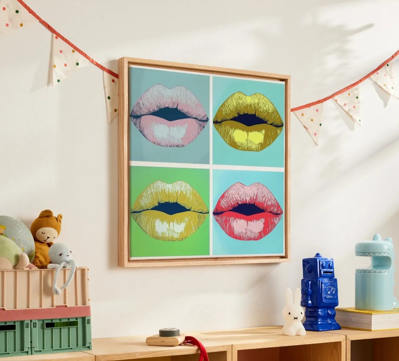 labbra colorate tela con Cornice a cassetta da Motivate-Today