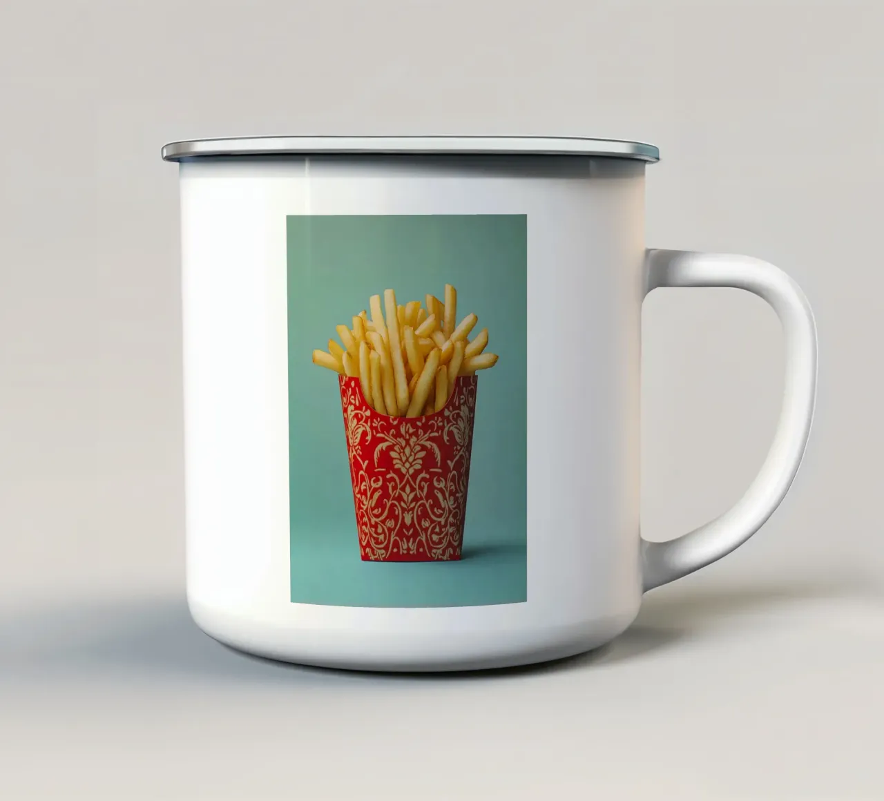 Stampa barocca con patatine fritte tazza in smalto da Carinaprint
