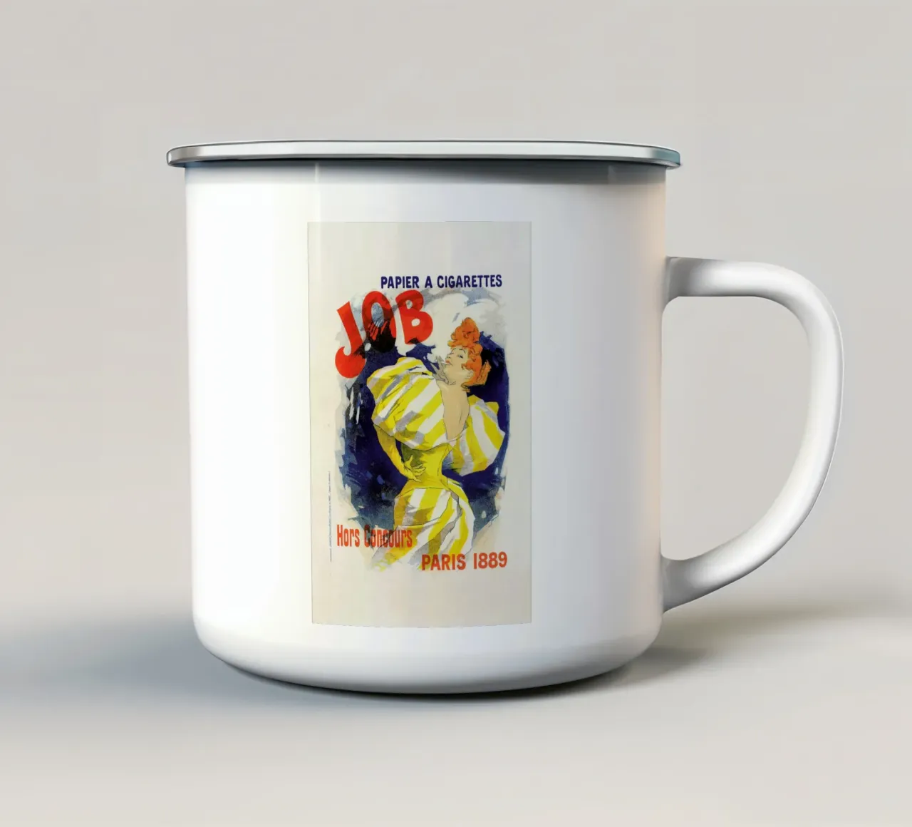 Poster for Papier Cigarettes Job -  Jules Chéret tazza in smalto da Artokoloro Quint Lox Ltd