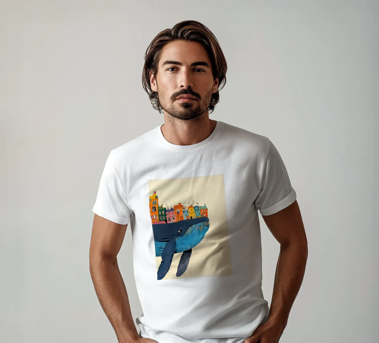 Moving with a blue whale t-shirt by Carinaprint