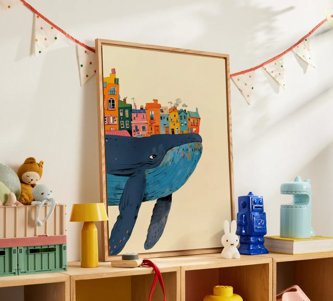 Mudanza con una ballena azul metacrilato de Carinaprint
