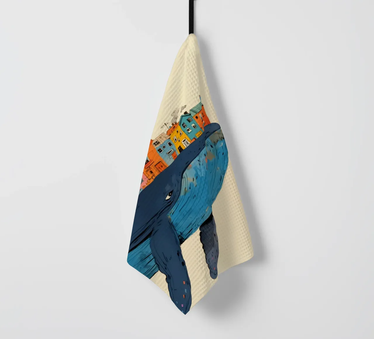Déménagement avec une baleine bleue torchon de Carinaprint