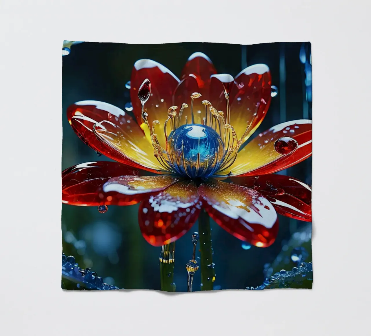 Fiori vivaci che sbocciano tra le gocce di pioggia rinfrescanti in un lussureggiante coperta in pile da DesignDoodle