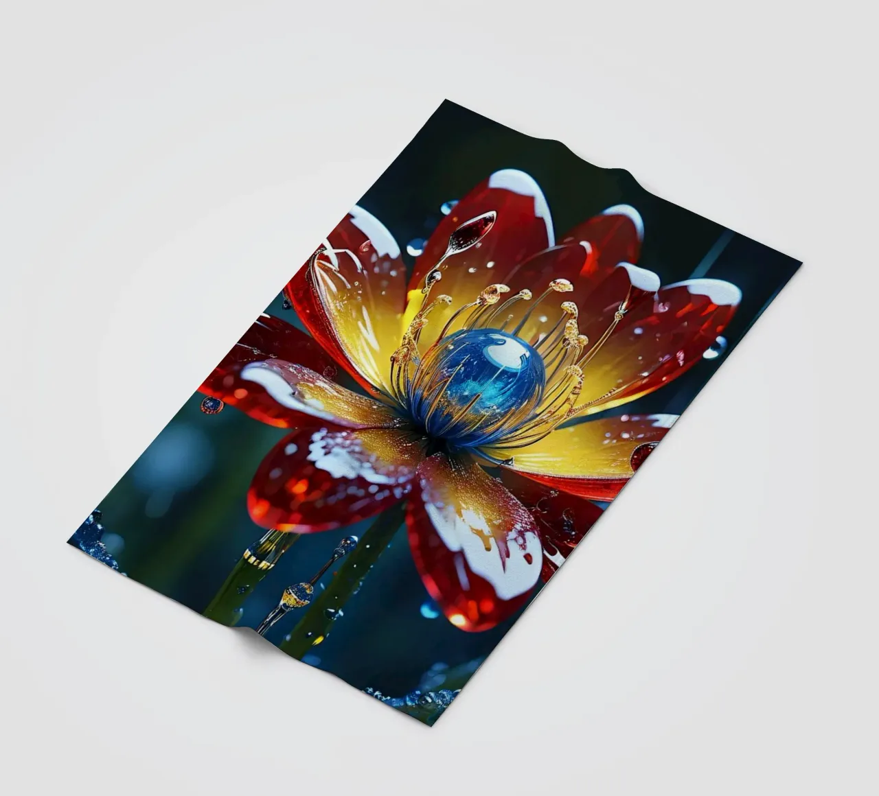 Fiori vivaci che sbocciano tra le gocce di pioggia rinfrescanti in un lussureggiante coperta in pile da DesignDoodle