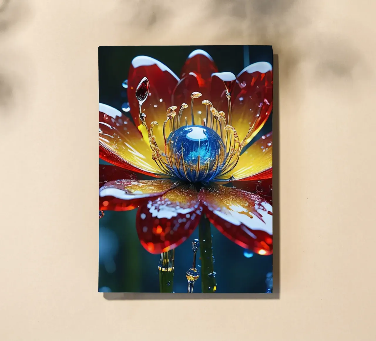 Fiori vivaci che sbocciano tra le gocce di pioggia rinfrescanti in un lussureggiante diario da DesignDoodle