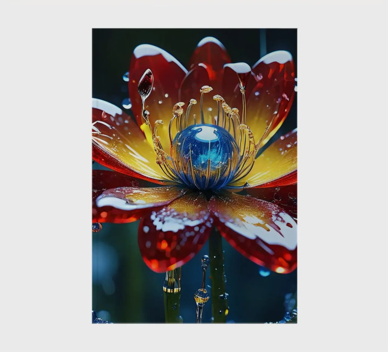 Fiori vivaci che sbocciano tra le gocce di pioggia rinfrescanti in un lussureggiante diario da DesignDoodle