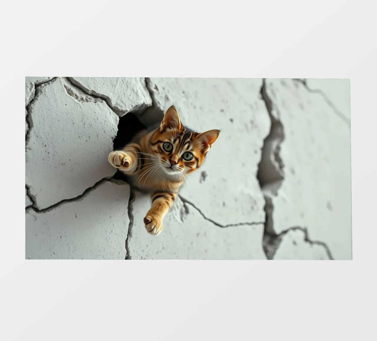 Un gatto curioso fa capolino da una fessura telo in pvc da DesignDoodle