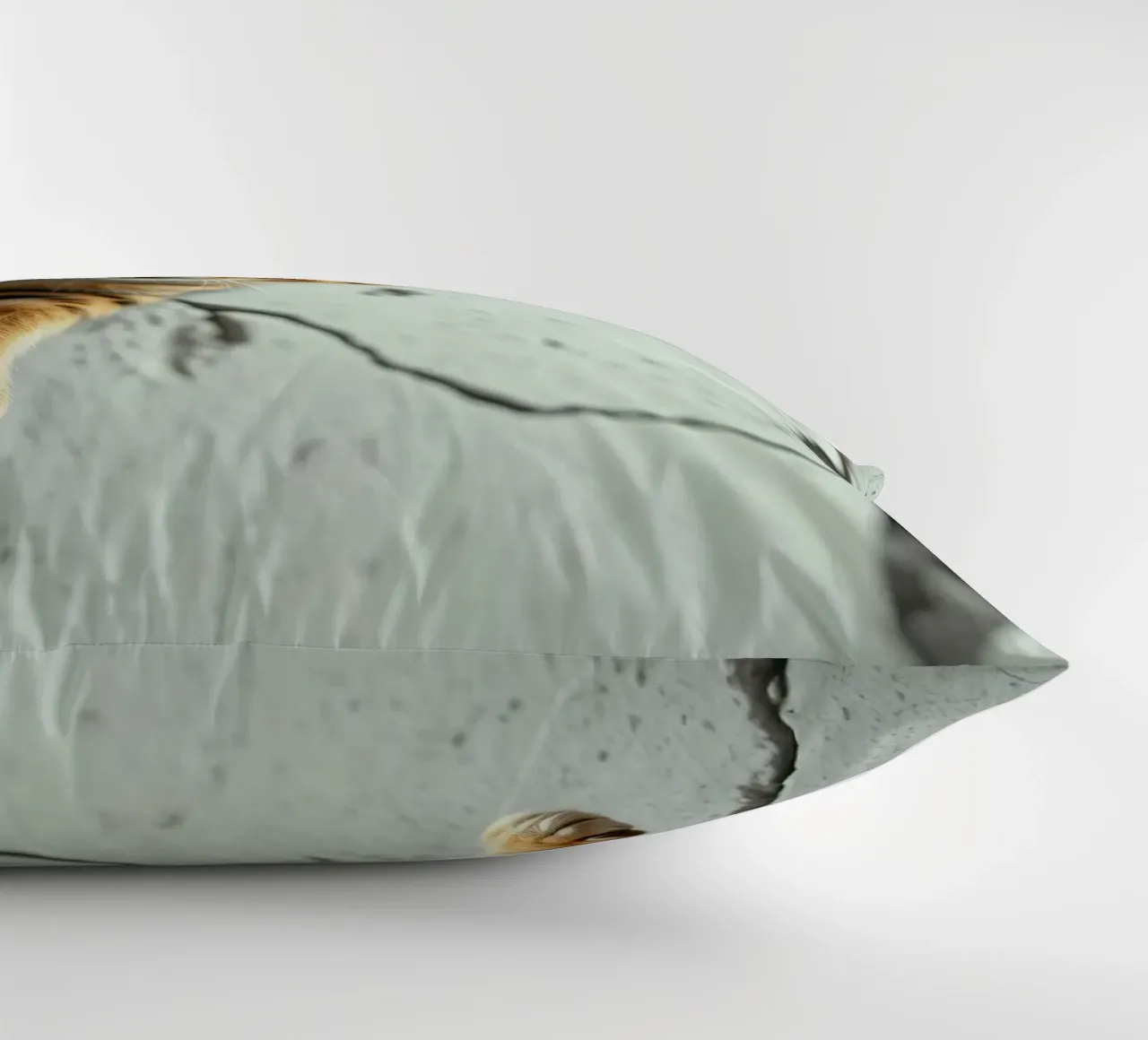 A curious cat pokes its head through a crack decorative cushion by DesignDoodle