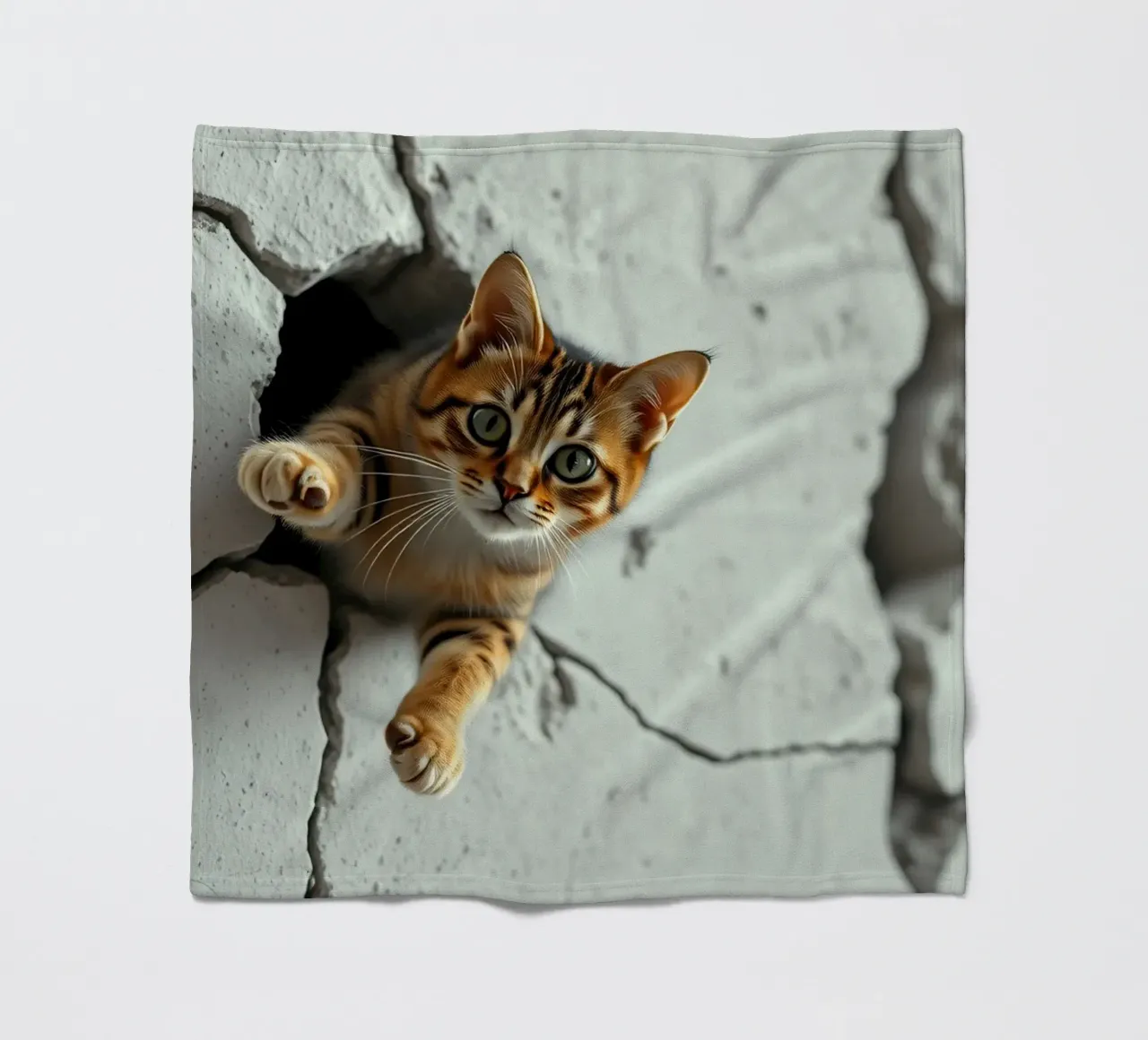 Un gatto curioso fa capolino da una fessura coperta in pile da DesignDoodle