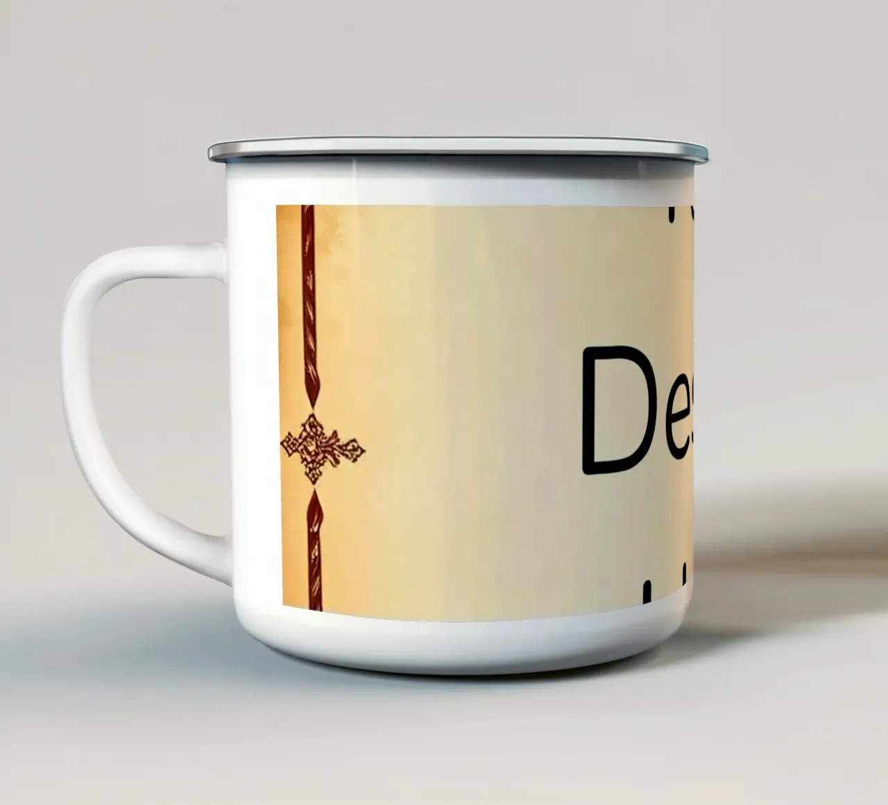Elegante design con bordi vintage e accenti dorati tazza in smalto da DesignDoodle