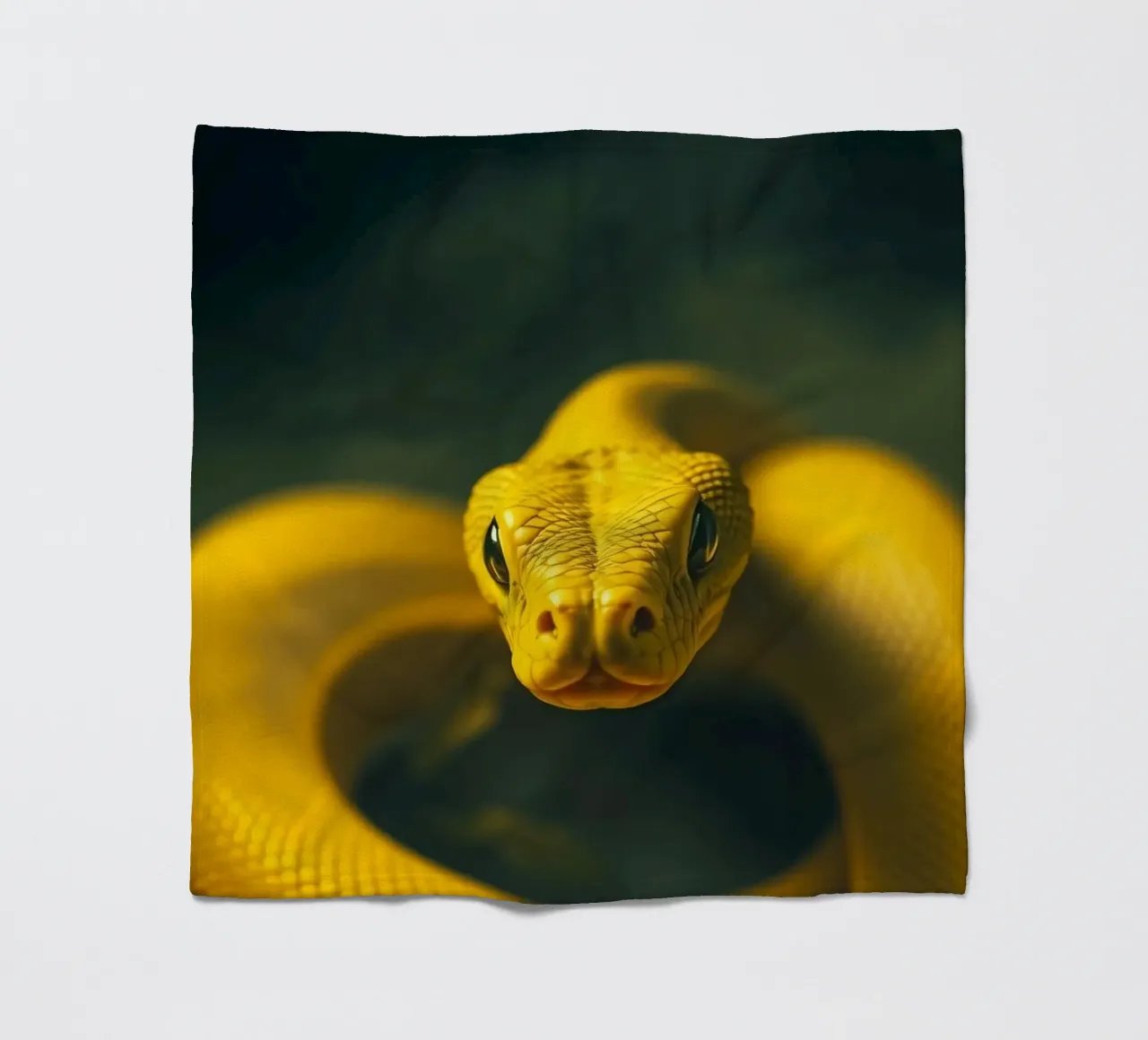 Gros plan sur un serpent d'un jaune éclatant qui s'enroule sur lui-même. plaid polaire de DesignDoodle