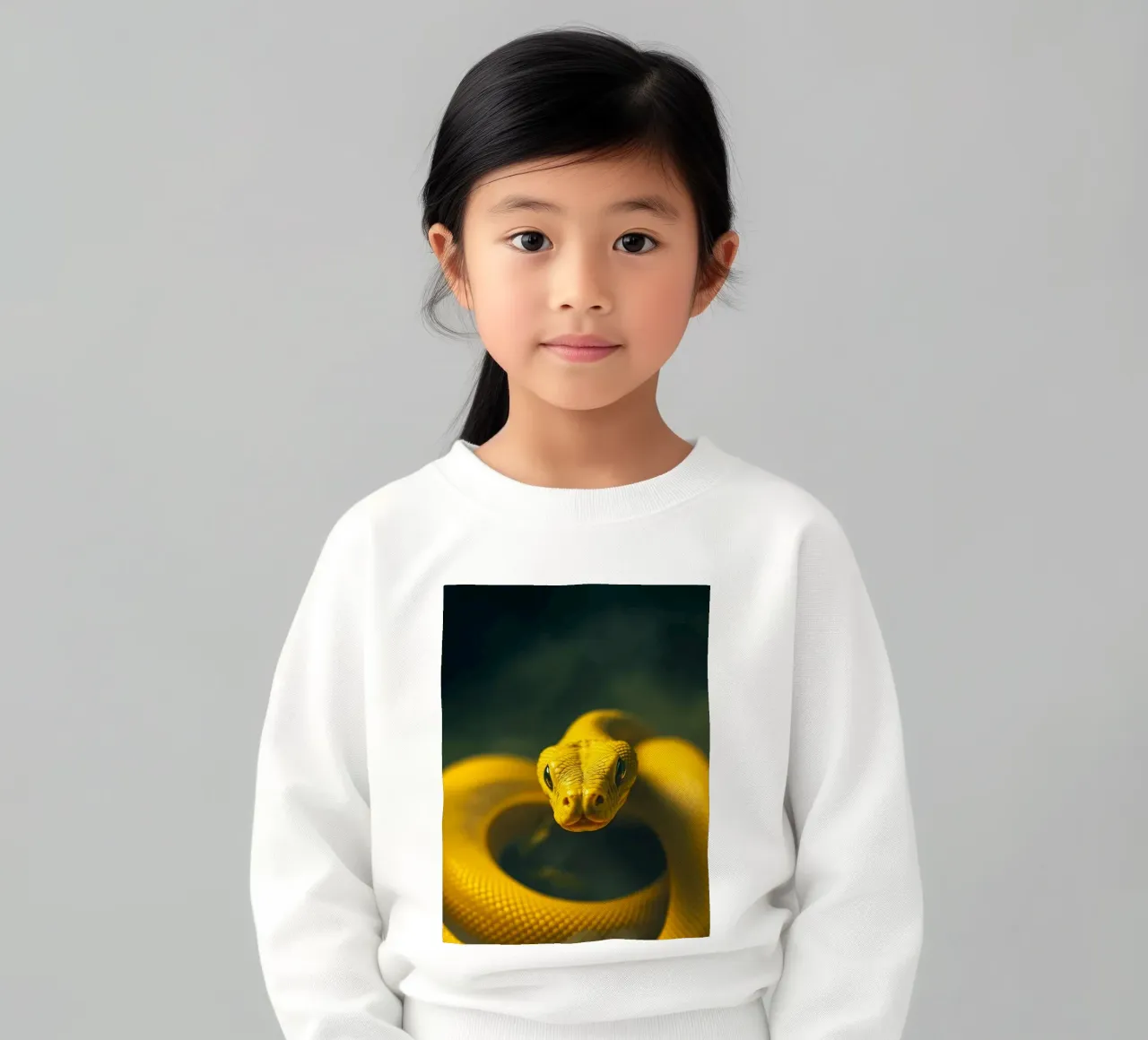 Gros plan sur un serpent d'un jaune éclatant qui s'enroule sur lui-même. sweat enfant de DesignDoodle