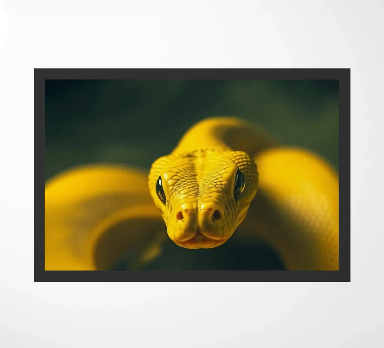 Gros plan sur un serpent d'un jaune éclatant qui s'enroule sur lui-même. paillasson de DesignDoodle