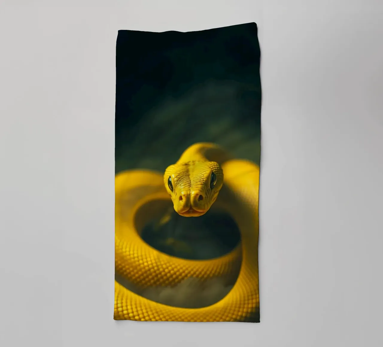 Gros plan sur un serpent d'un jaune éclatant qui s'enroule sur lui-même. serviette de bain de DesignDoodle