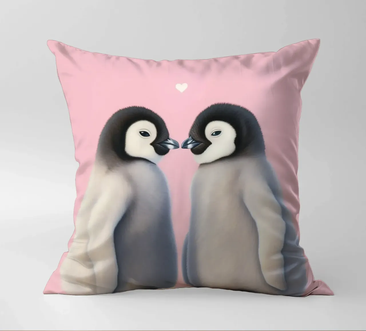 Pinguini innamorati di un cuore cuscino da Carinaprint