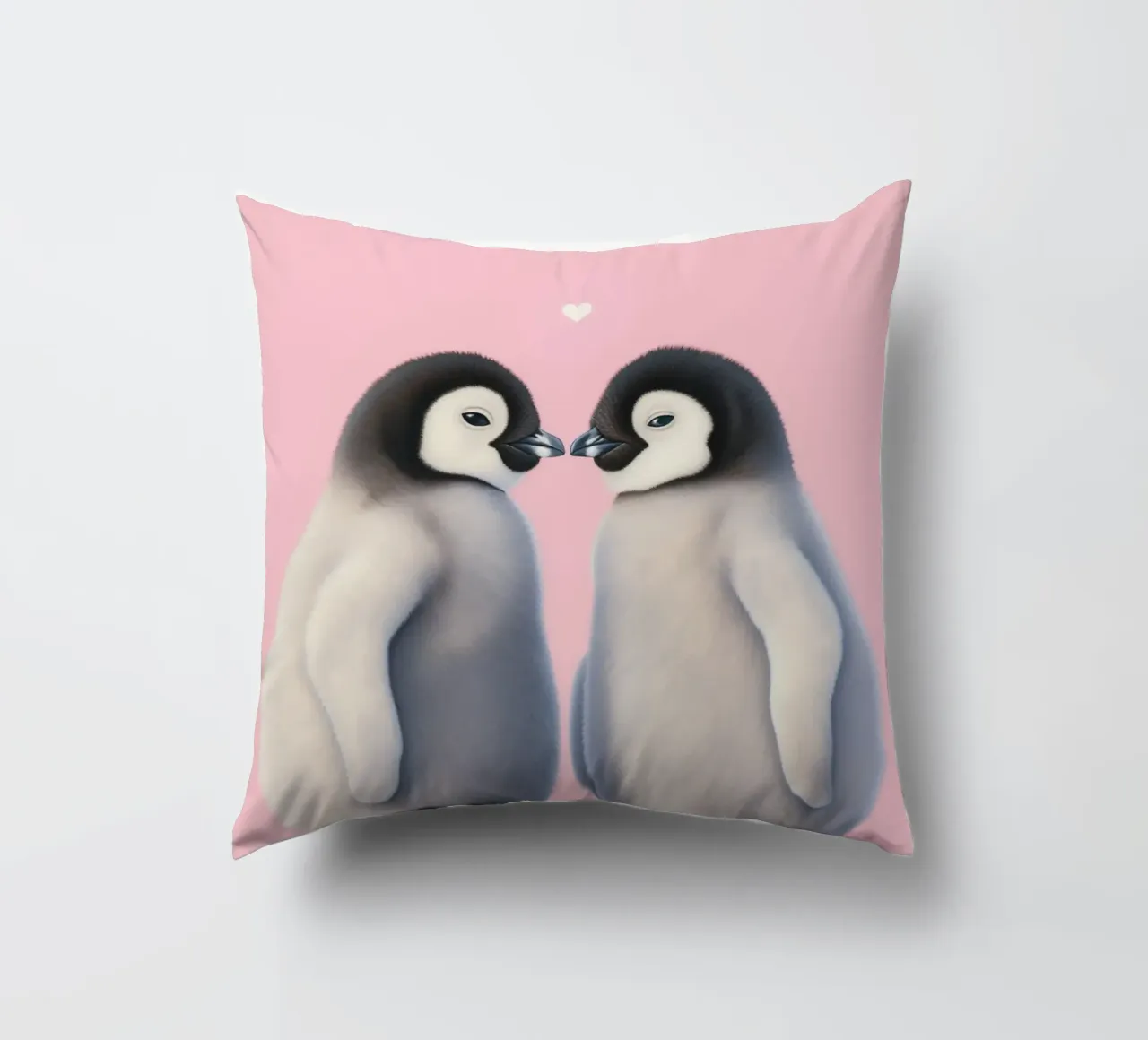 Pinguini innamorati di un cuore cuscino da Carinaprint